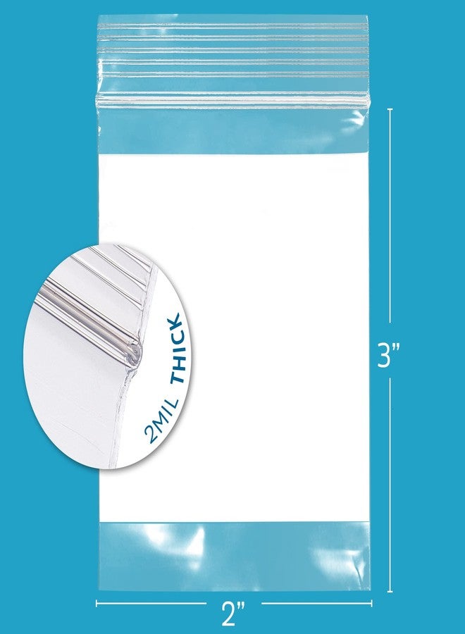 GPI 2Mil Small Plastic Bags 2 x 3 inches, 500 pack ZIP Bags, Write on White Block, Reclosable Zipper small plastic Storage Baggies GPI Brand, for Daily Vitamin, Pill, Jewelry, Candy - Image 2